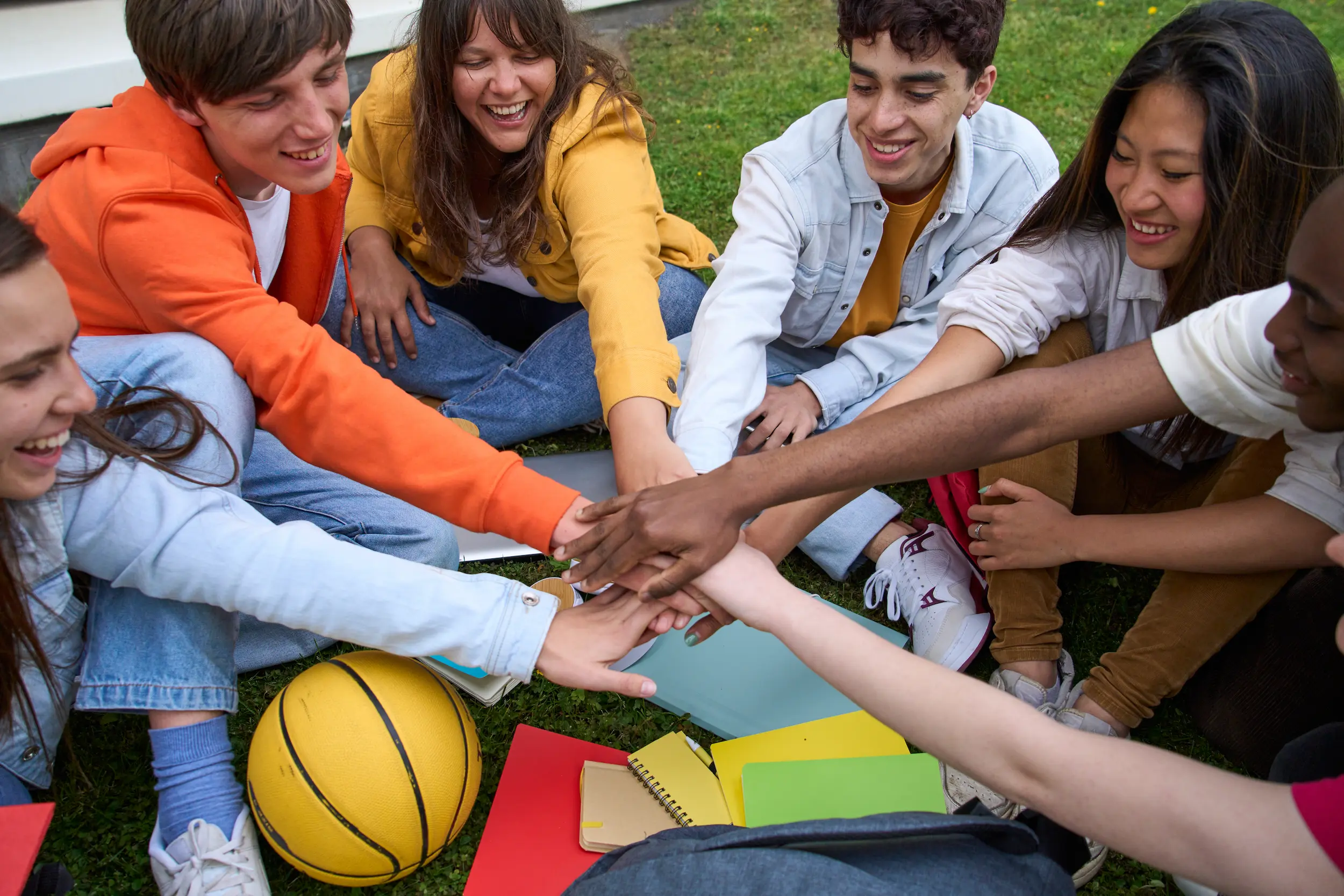 Group of cheerful young students